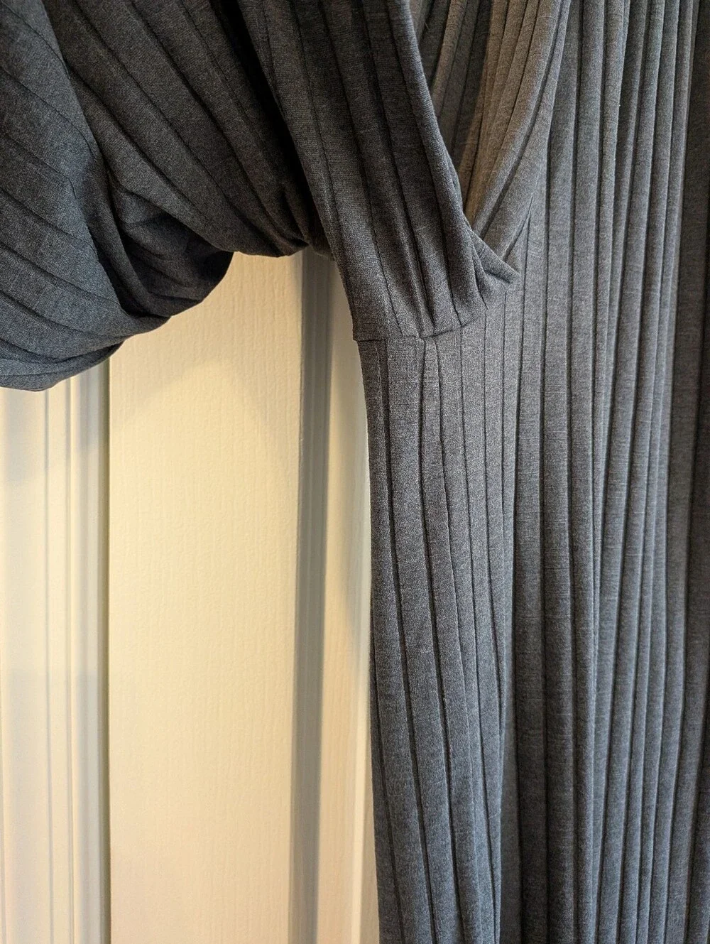 Free People Beach Love Me Wide Leg Palazzo Pants Gray Ribbed Bohemian Size L - Picture 6 of 13
